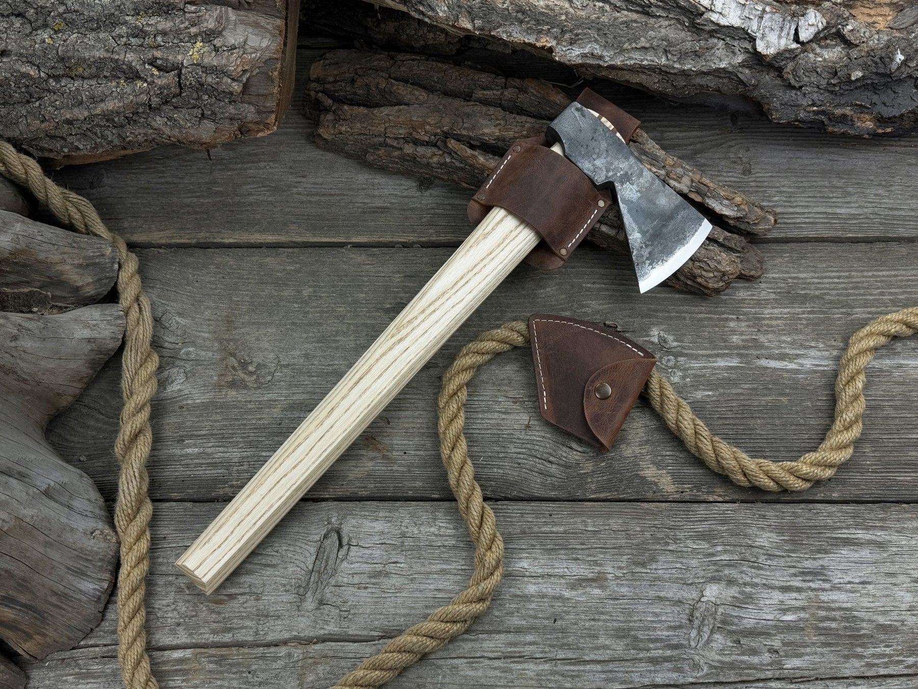 Bushcraft Axe – Camping Hatchet 0.74 kg 1.63 lb detail view by Sharky Forged Steel Tools