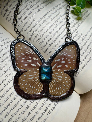 Butterfly and and Labradorite Necklace by Copper Ashes