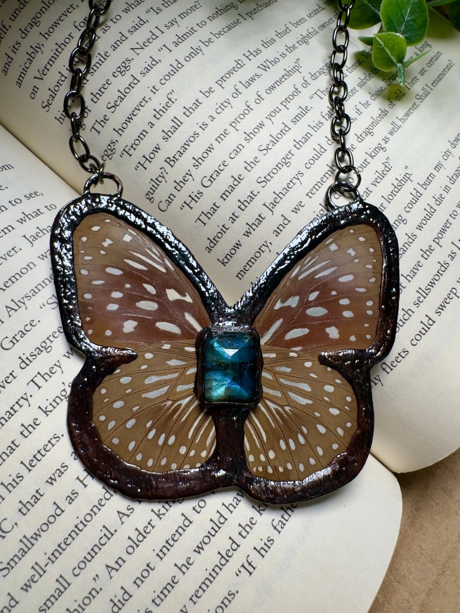 Butterfly and and Labradorite Necklace by Copper Ashes