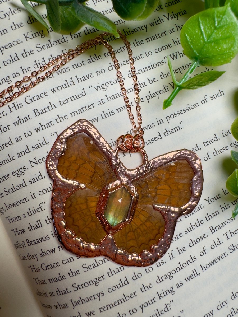 Butterfly and Fluorite Necklace by Copper Ashes