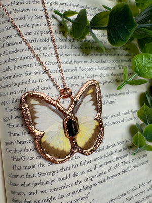 Butterfly and Hypersthene Necklace detail view by Copper Ashes