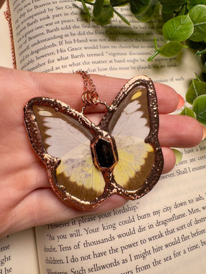 Butterfly and Hypersthene Necklace detail view by Copper Ashes