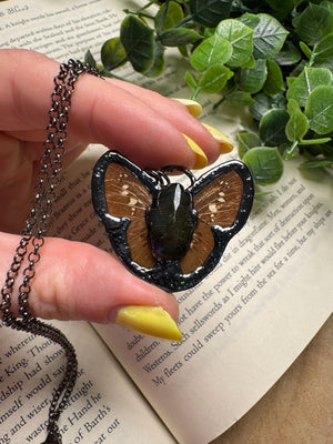 Butterfly and Labradorite Hamsa Necklace by Copper Ashes
