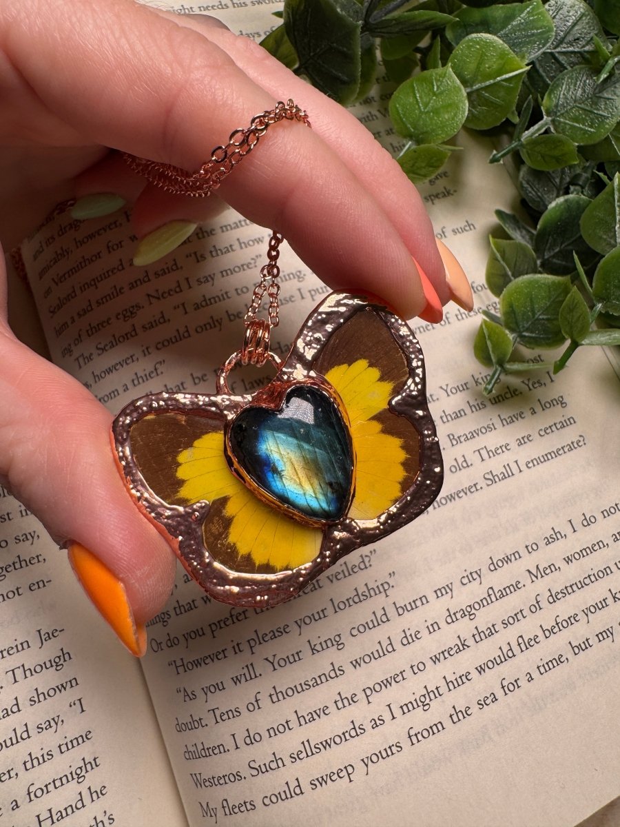 Butterfly and Labradorite Necklace by Copper Ashes