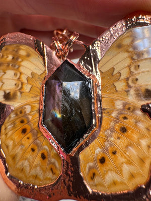 Butterfly and Labradorite Necklace detail view by Copper Ashes
