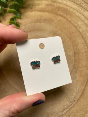Butterfly Stud Earrings detail view by Copper Ashes