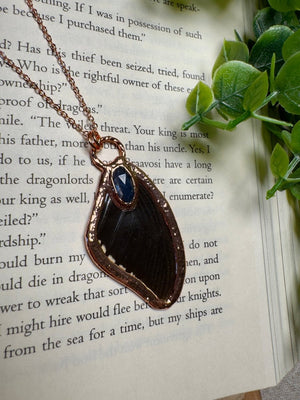 Butterfly Wing and Blue Kyanite Necklace by Copper Ashes