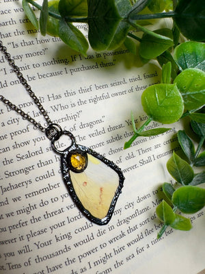 Butterfly Wing and Citrine Necklace by Copper Ashes