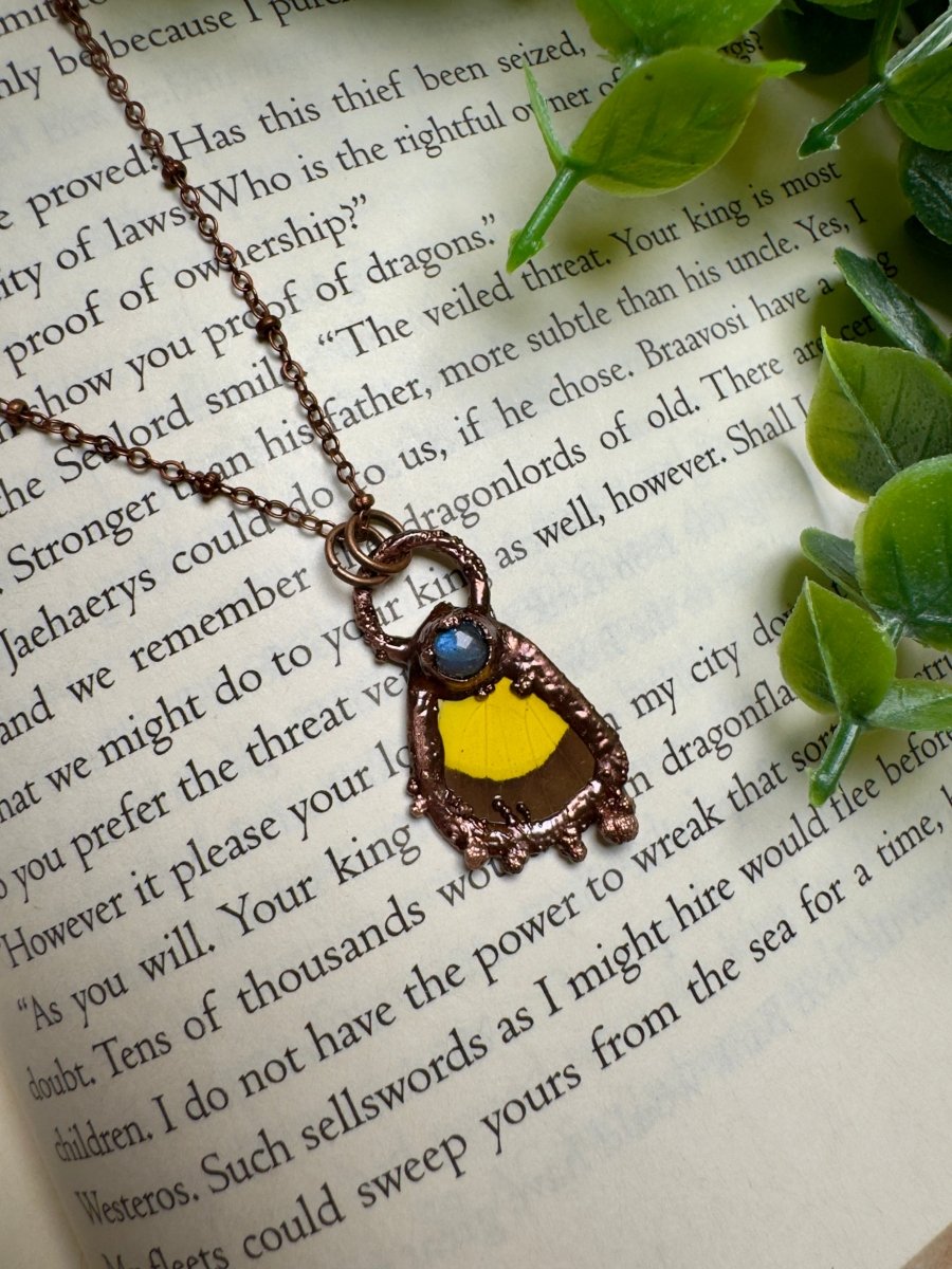 Butterfly Wing and Labradorite Necklace by Copper Ashes