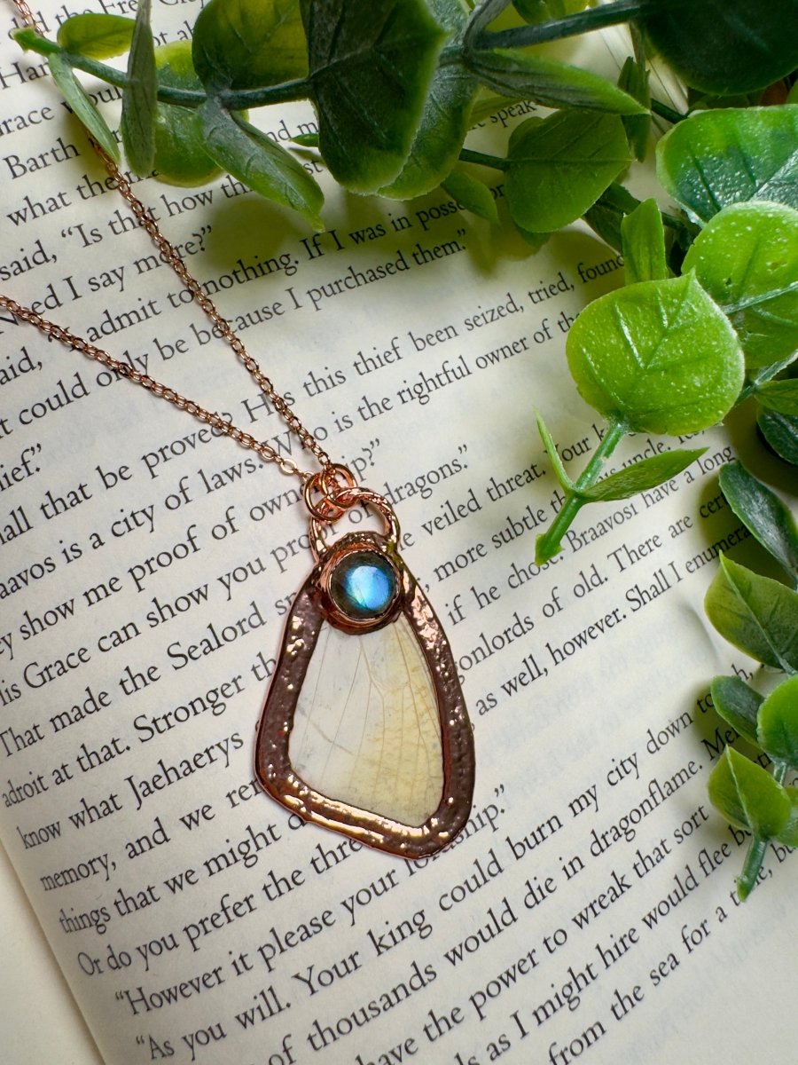 Butterfly Wing and Labradorite Necklace by Copper Ashes