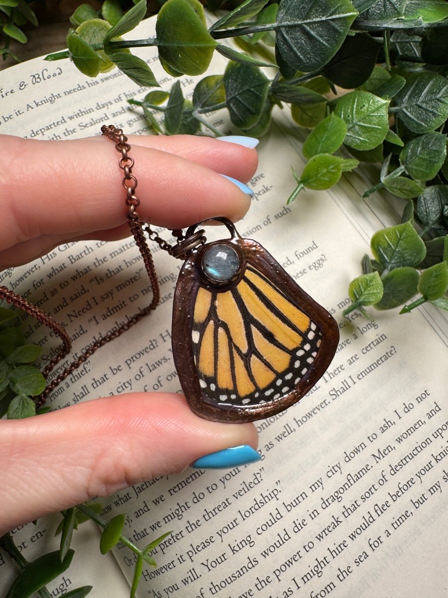 Butterfly Wing and Labradorite Necklace by Copper Ashes
