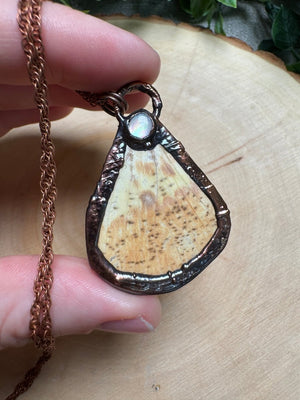Butterfly Wing and Mother of Pearl Shell Necklace by Copper Ashes