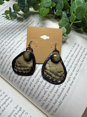 Butterfly Wing and Natural Turquoise Earrings by Copper Ashes