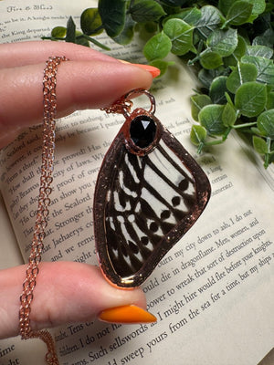Butterfly Wing and Obsidian Necklace by Copper Ashes