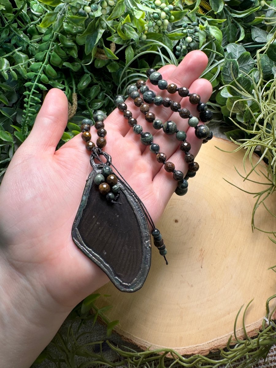 Butterfly Wing Mala Necklace (pre-loved) detail view by Copper Ashes