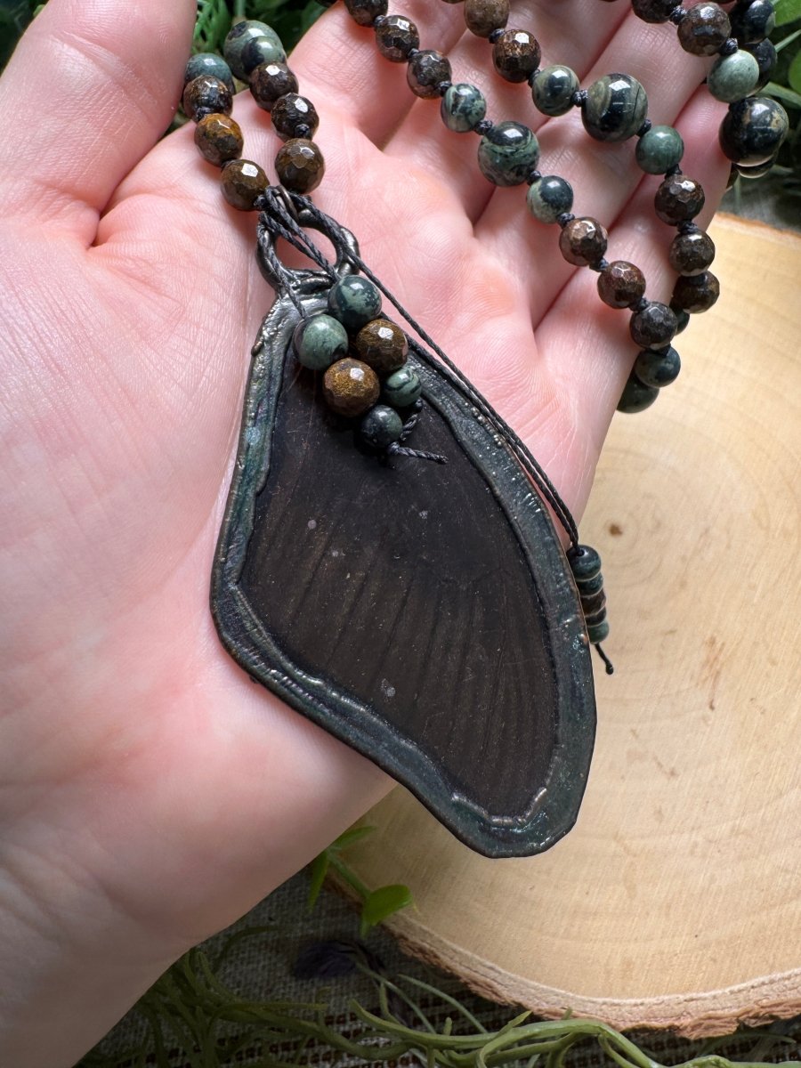 Butterfly Wing Mala Necklace (pre-loved) detail view by Copper Ashes