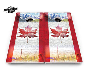 Canadian Mountain Scene Cornhole Boards - Pro Solution Lite Series