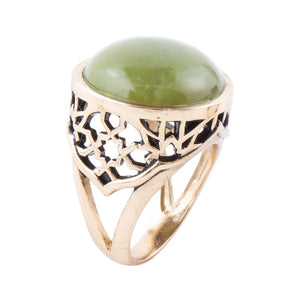 Green Canadian Jade Golden Statement Ring by Barse Jewelry