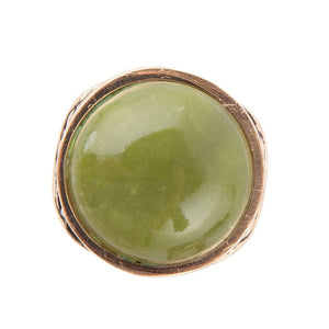 Green Canadian Jade Golden Statement Ring detail view by Barse Jewelry