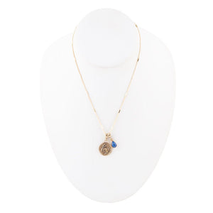 Capricorn - Zodiac Blue Lapis Golden Charm Necklace detail view by Barse Jewelry