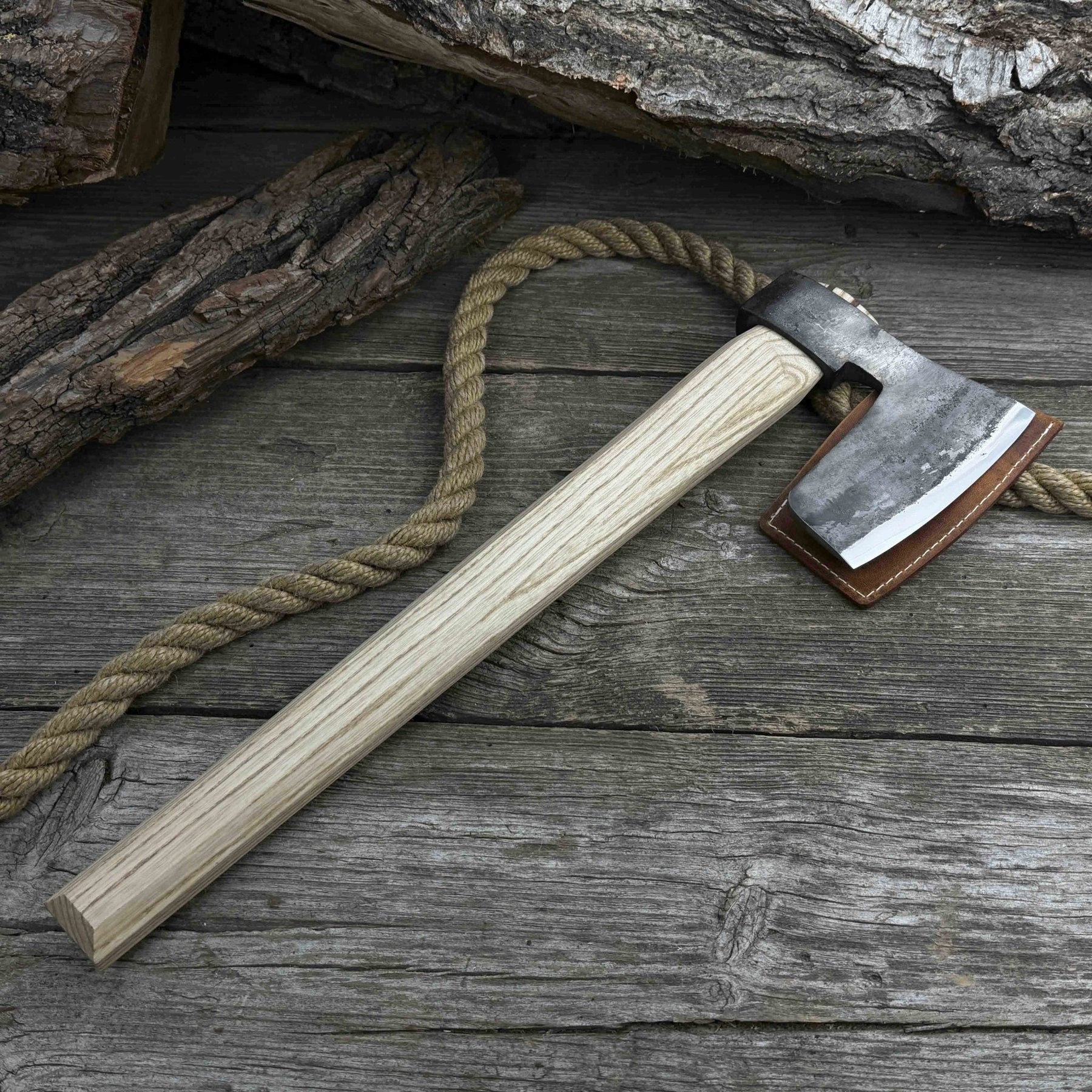 Carpenter’s Axe with Leather Shoulder Sheath, 0.84 kg (1.85 lb) detail view by Sharky Forged Steel Tools