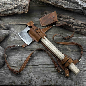 Carpenter’s Axe with Leather Shoulder Sheath, 0.84 kg (1.85 lb) detail view by Sharky Forged Steel Tools
