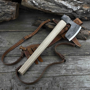Carpenter’s Axe with Leather Shoulder Sheath, 0.84 kg (1.85 lb) by Sharky Forged Steel Tools
