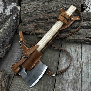 Carpenter’s Axe with Leather Shoulder Sheath, 0.84 kg (1.85 lb) detail view by Sharky Forged Steel Tools