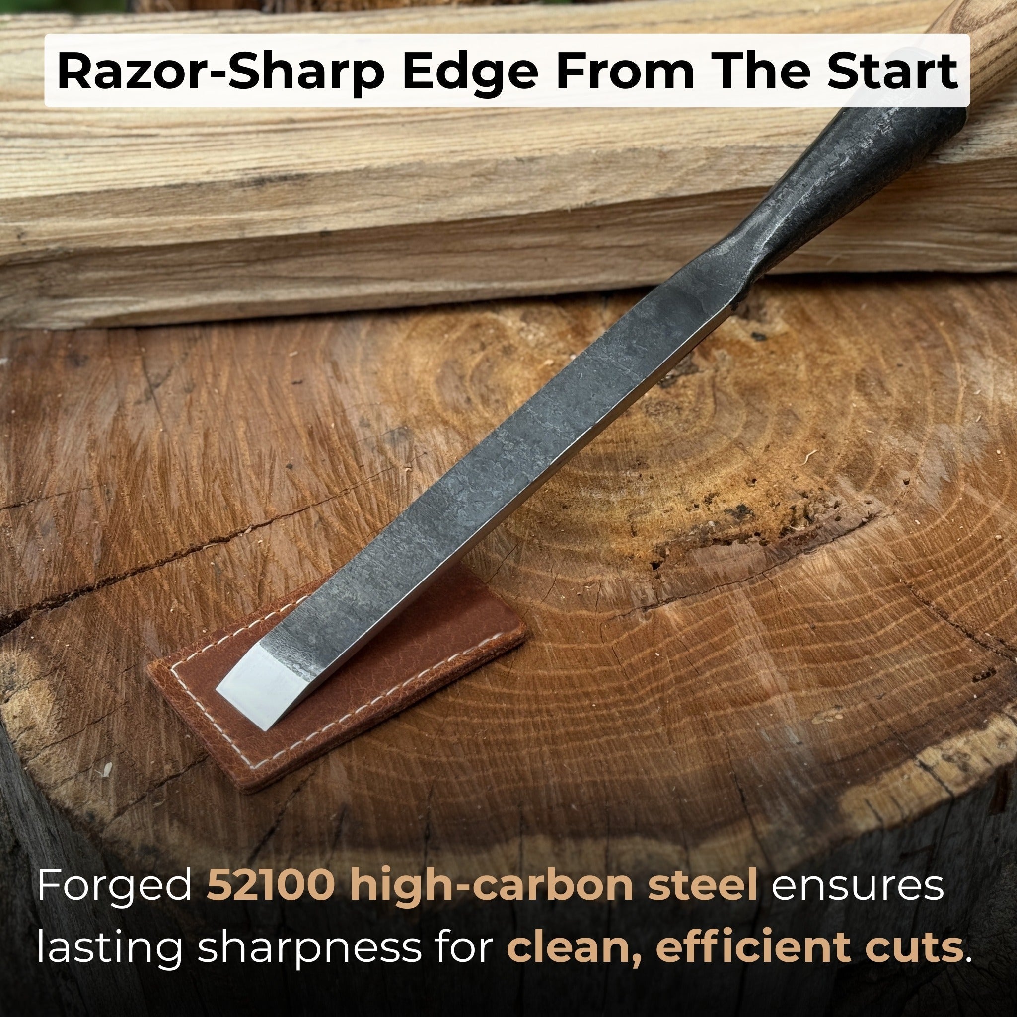 Carpenters Slick Chisel, 20 - 100 mm (0.8 - 3.9 inches) detail view by Sharky Forged Steel Tools