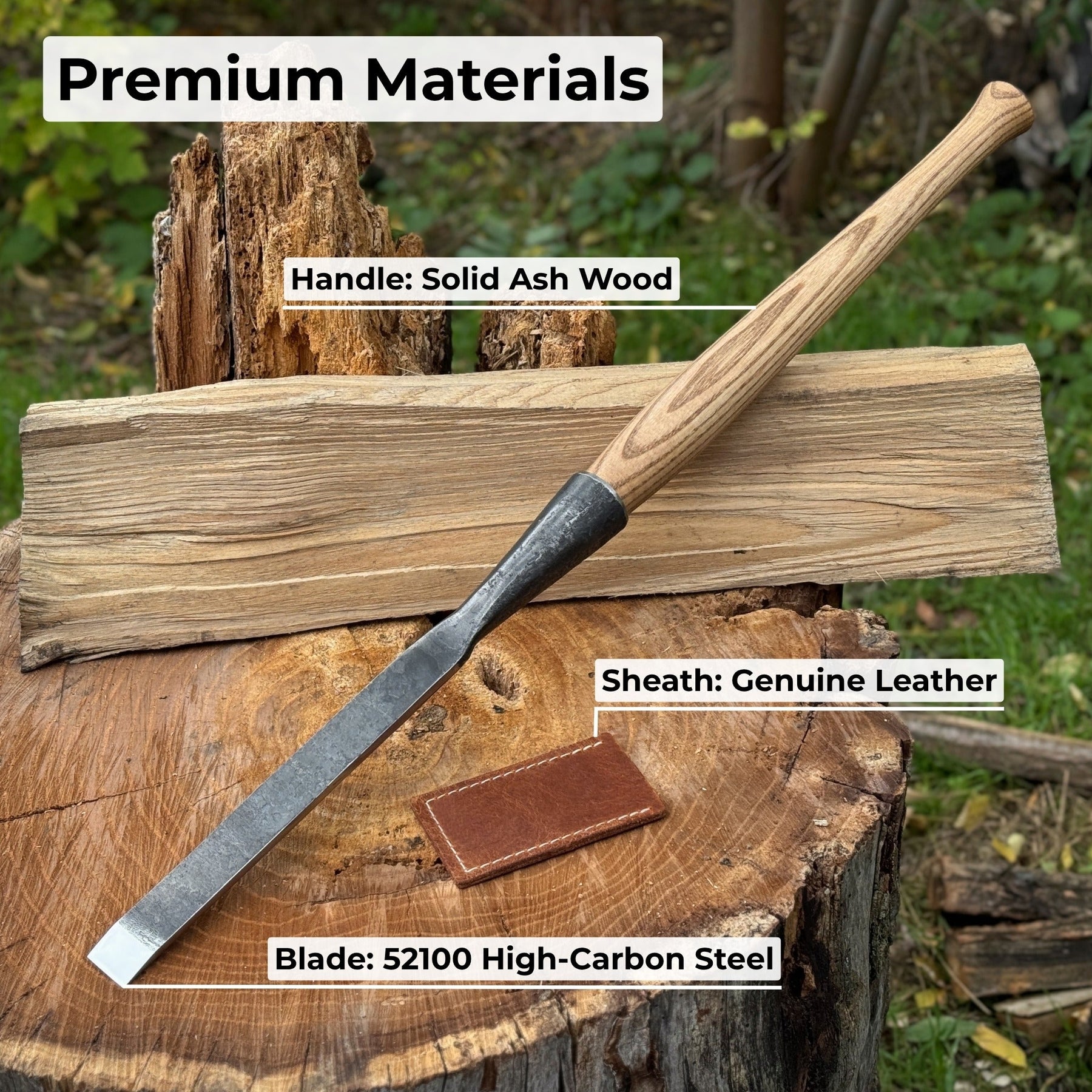 Carpenters Slick Chisel, 20 - 100 mm (0.8 - 3.9 inches) detail view by Sharky Forged Steel Tools
