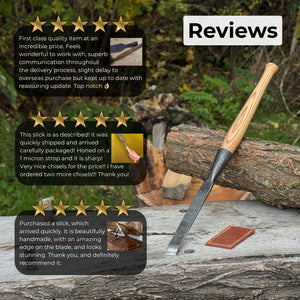 Carpenters Slick Chisel, 20 - 100 mm (0.8 - 3.9 inches) detail view by Sharky Forged Steel Tools