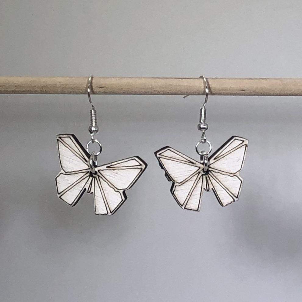 Origami Butterfly Wooden Dangle Earrings | Minimalist Nature Jewelry by Cate's Concepts, LLC, handmade jewelry detail photo 4