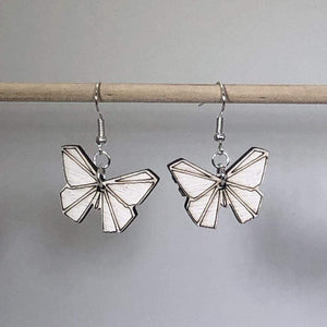 Origami Butterfly Wooden Dangle Earrings | Minimalist Nature Jewelry by Cate's Concepts, LLC, handmade jewelry detail photo 4