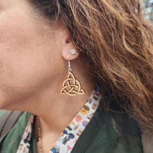 Celtic Trinity Knot Wooden Earrings | Irish Symbol Jewelry
