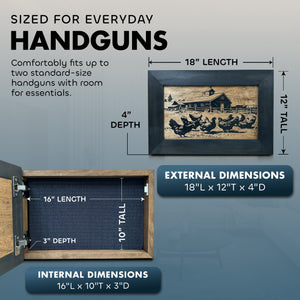 Chicken Farm Hidden Gun Safe - Handcrafted Gun Concealment Decor - Hidden Gun Shelf with Magnetic Lock for Quick Access - Hidden Wall Safe for Secure by Bellewood Designs