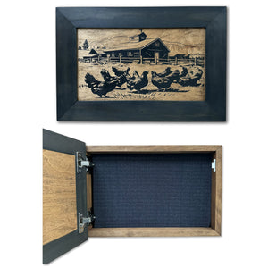 Chicken Farm Hidden Gun Safe - Handcrafted Gun Concealment Decor - Hidden Gun Shelf with Magnetic Lock for Quick Access - Hidden Wall Safe for Secure by Bellewood Designs