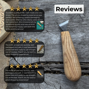 Chip Carving Knife, 2.5 cm (1 inch) detail view by Sharky Forged Steel Tools