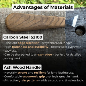 Chip Carving Knife, 2.5 cm (1 inch) detail view by Sharky Forged Steel Tools