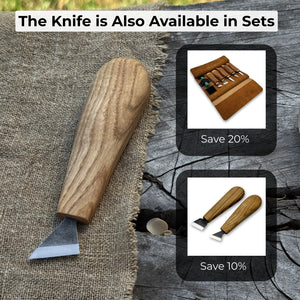 Chip Carving Knife, 2.5 cm (1 inch) detail view by Sharky Forged Steel Tools