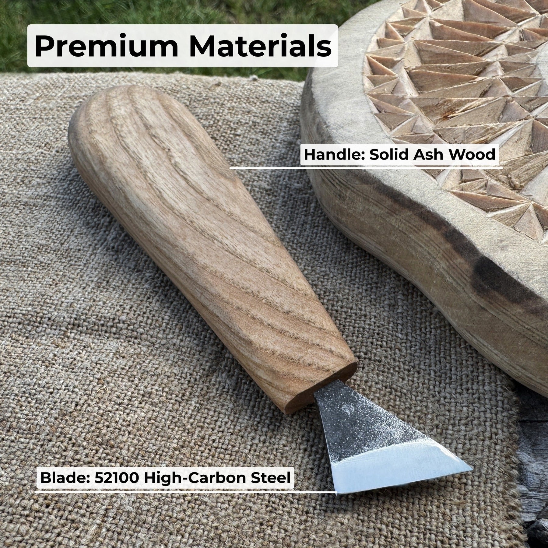 Chip Carving Knife, 2.5 cm (1 inch) detail view by Sharky Forged Steel Tools