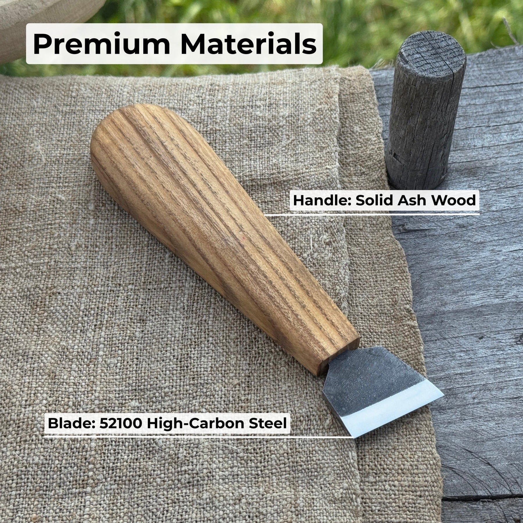 Chip Carving Knife, 3 cm (1.2 inches) detail view by Sharky Forged Steel Tools