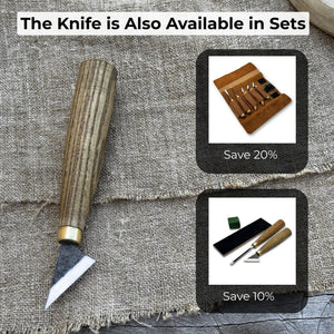 Chip Carving Knife, 3.5 cm (1.4 inches) detail view by Sharky Forged Steel Tools