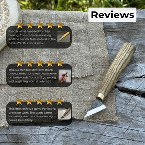 Chip Carving Knife, 3.5 cm (1.4 inches) detail view by Sharky Forged Steel Tools