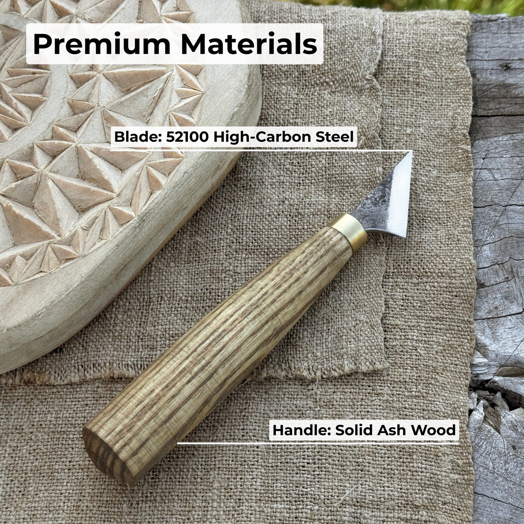 Chip Carving Knife, 3.5 cm (1.4 inches) detail view by Sharky Forged Steel Tools