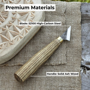 Chip Carving Knife, 3.5 cm (1.4 inches) detail view by Sharky Forged Steel Tools