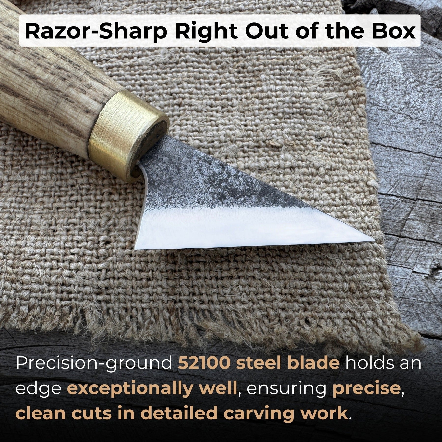 Chip Carving Knife, 3.5 cm (1.4 inches) detail view by Sharky Forged Steel Tools