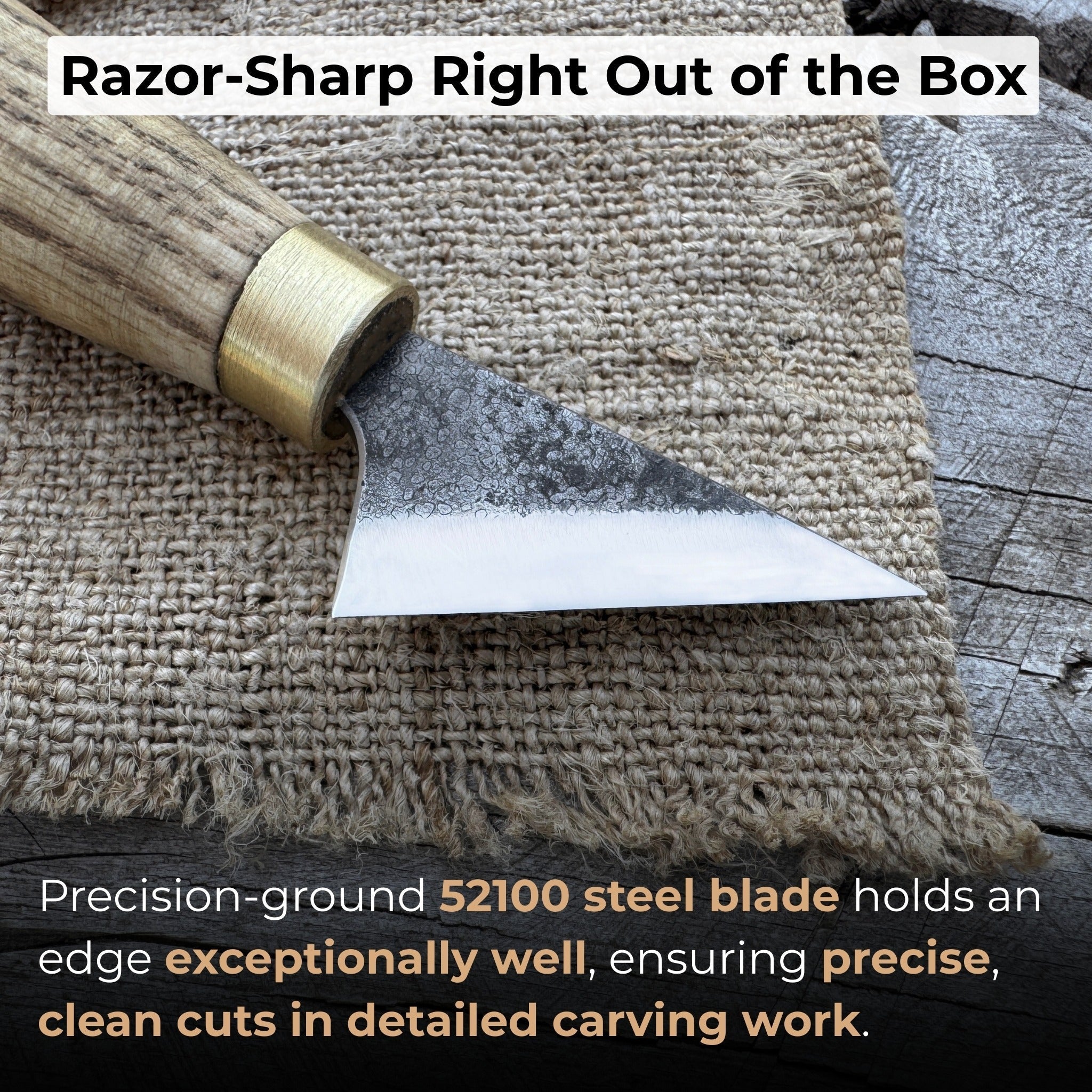 Chip Carving Knife, 3.5 cm (1.4 inches) detail view by Sharky Forged Steel Tools