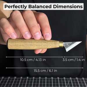 Chip Carving Knife, 3.5 cm (1.4 inches) detail view by Sharky Forged Steel Tools