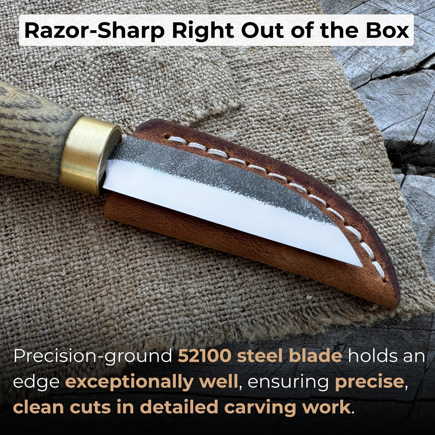 Chip Carving Knife, 5.5 cm (2.2 inches) detail view by Sharky Forged Steel Tools