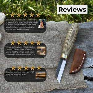 Chip Carving Knife, 5.5 cm (2.2 inches) detail view by Sharky Forged Steel Tools
